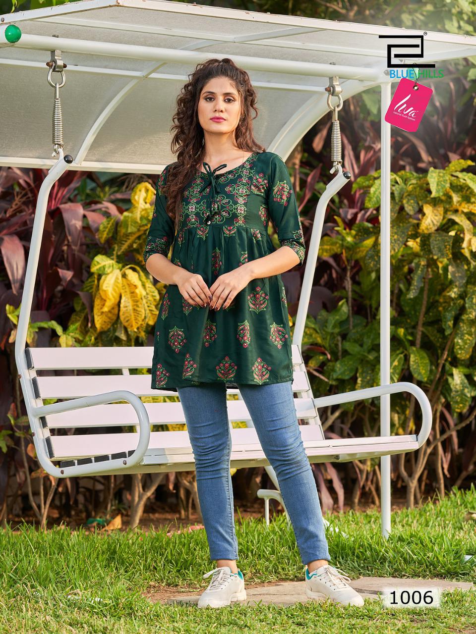 Blue Hills Titanic Fancy Regular Wear Rayon Printed Short Kurtis Collection